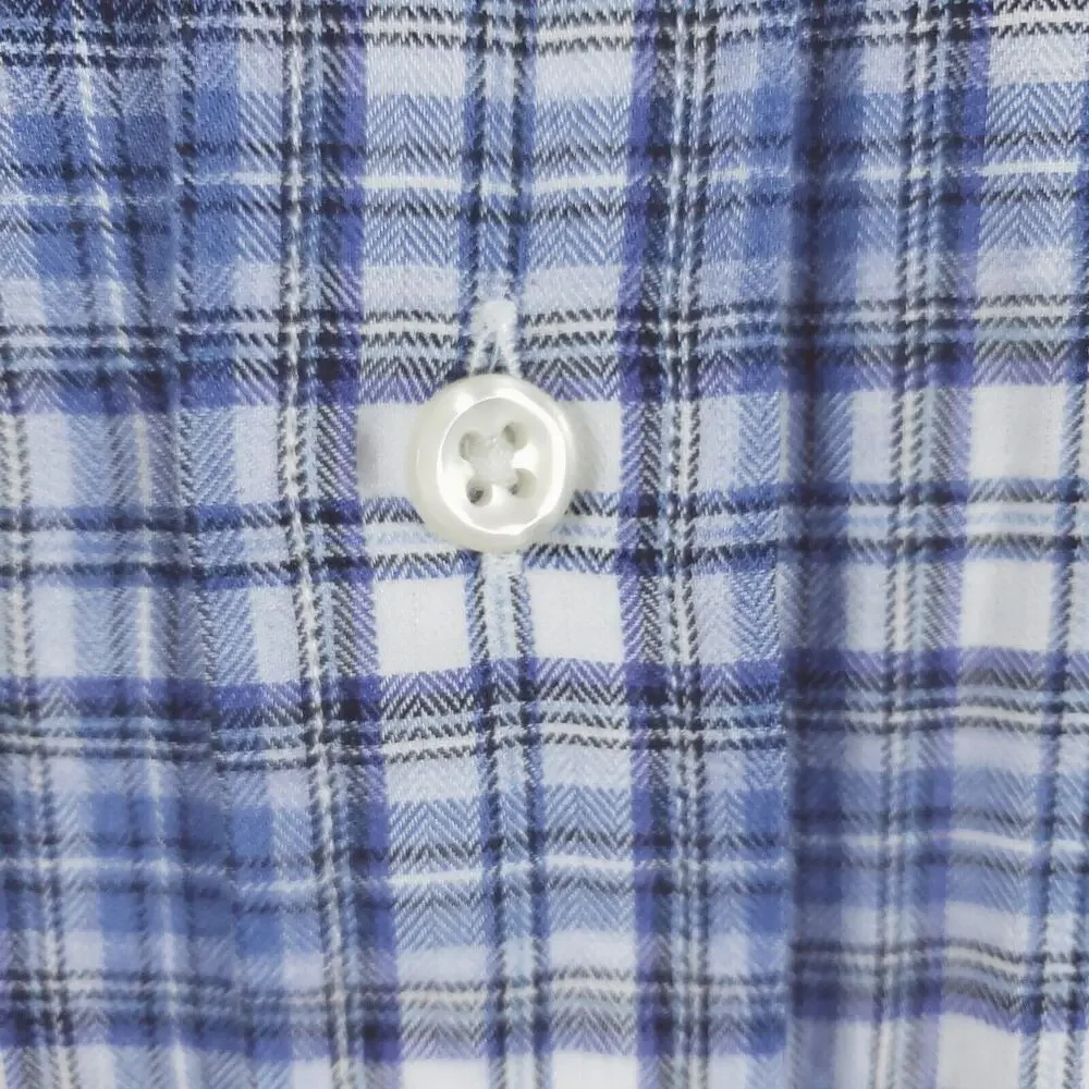Polo Ralph Lauren Shirt Men XL Blue White Plaid Classic Fit Long Sleeve